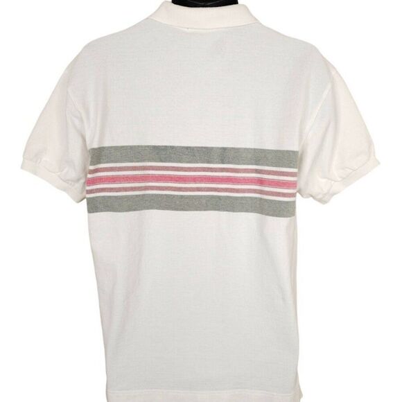 Vintage Nautica Polo Shirt Mens Size Medium White 90s Striped Streetwear - Picture 3 of 5